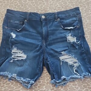 Aeropostale 14 Distressed Blue Denim Shorts Burmuda Stretch Like New